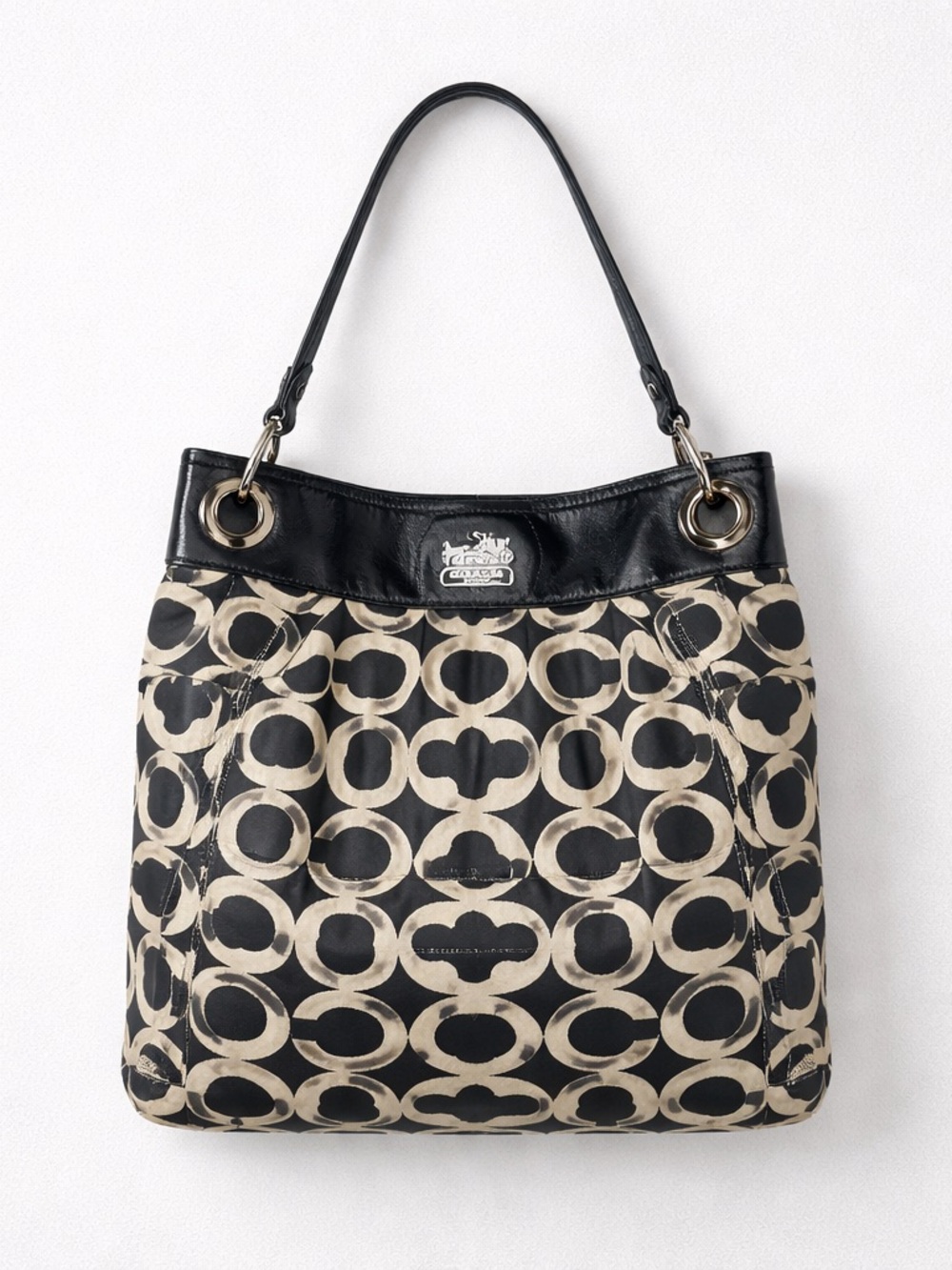 Coach Op Art Glam Tote/Shoulder Bag HK6093-14583 Cream/Black 2008-10
Rare Print